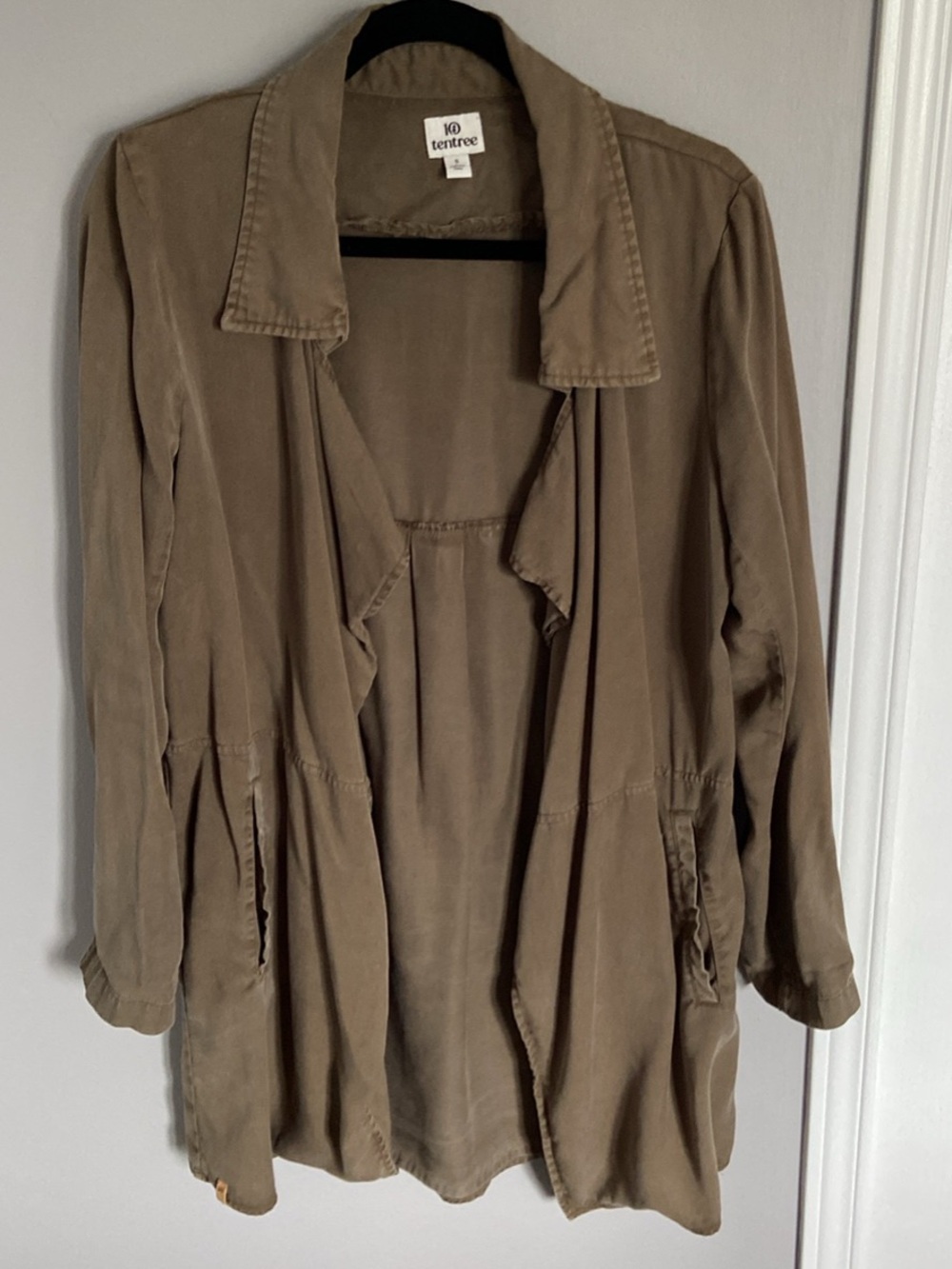 tentree Olive Drab Draped Trench Coat